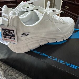 Skechers BOBS Sport Women’s All-White Sneakers